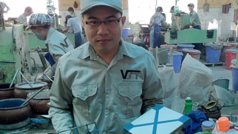 Production of cement tile