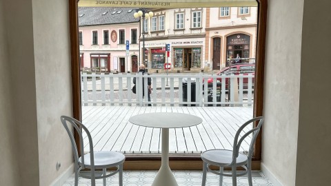 VST cement tile at Lavande Restaurant in Prague, Czech Republic