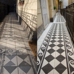 VST cement tile in historical renovation projects in Budapest, Hungary