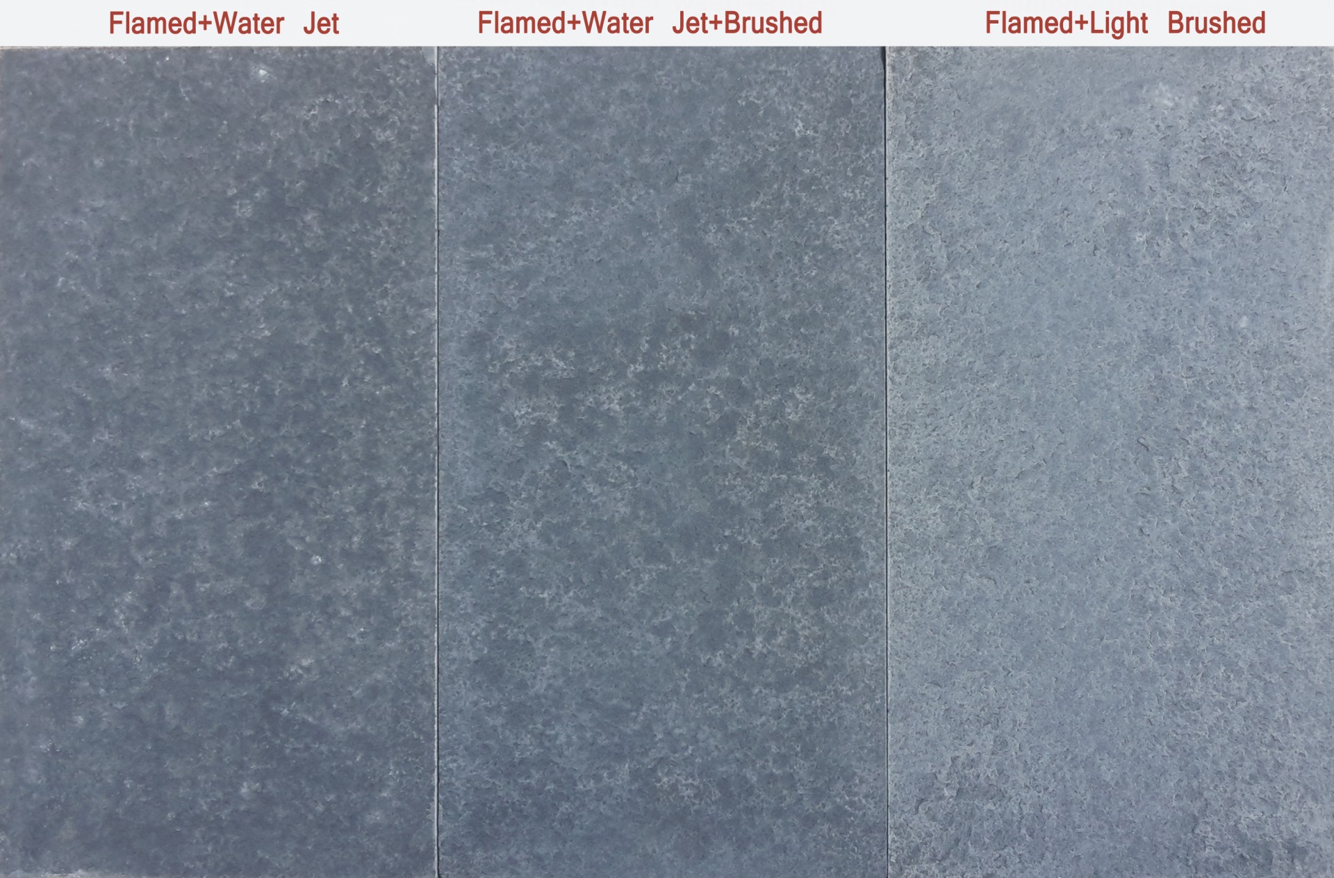 Black Basalt in Different Flamed Finishes 